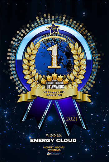 Energy Cloud 1st Place Winner ribbon - Greenest IoT Solution, Industry Insights IoT Awards